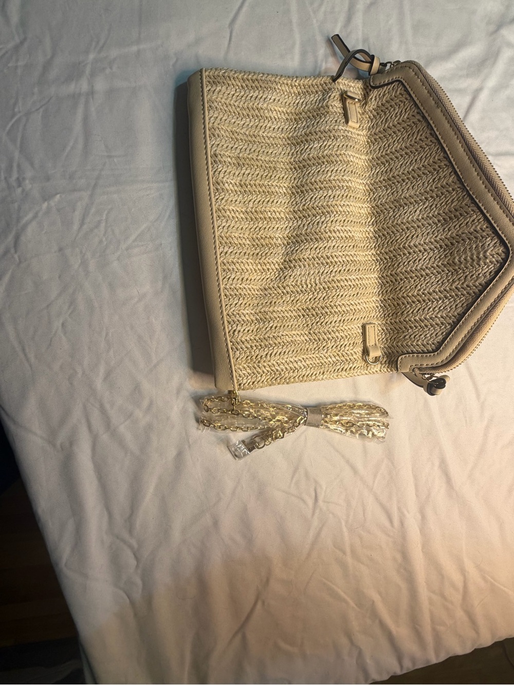 Urban Expressions Woven Straw Shoulder Bag in Beige - Picture 3 of 3